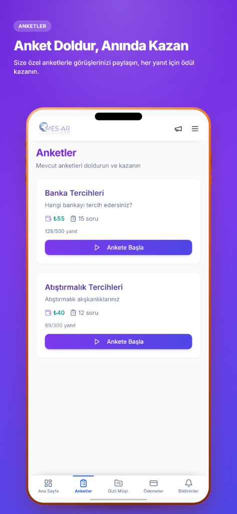 Anket doldur, anında kazan — Mes-Ar Platform
